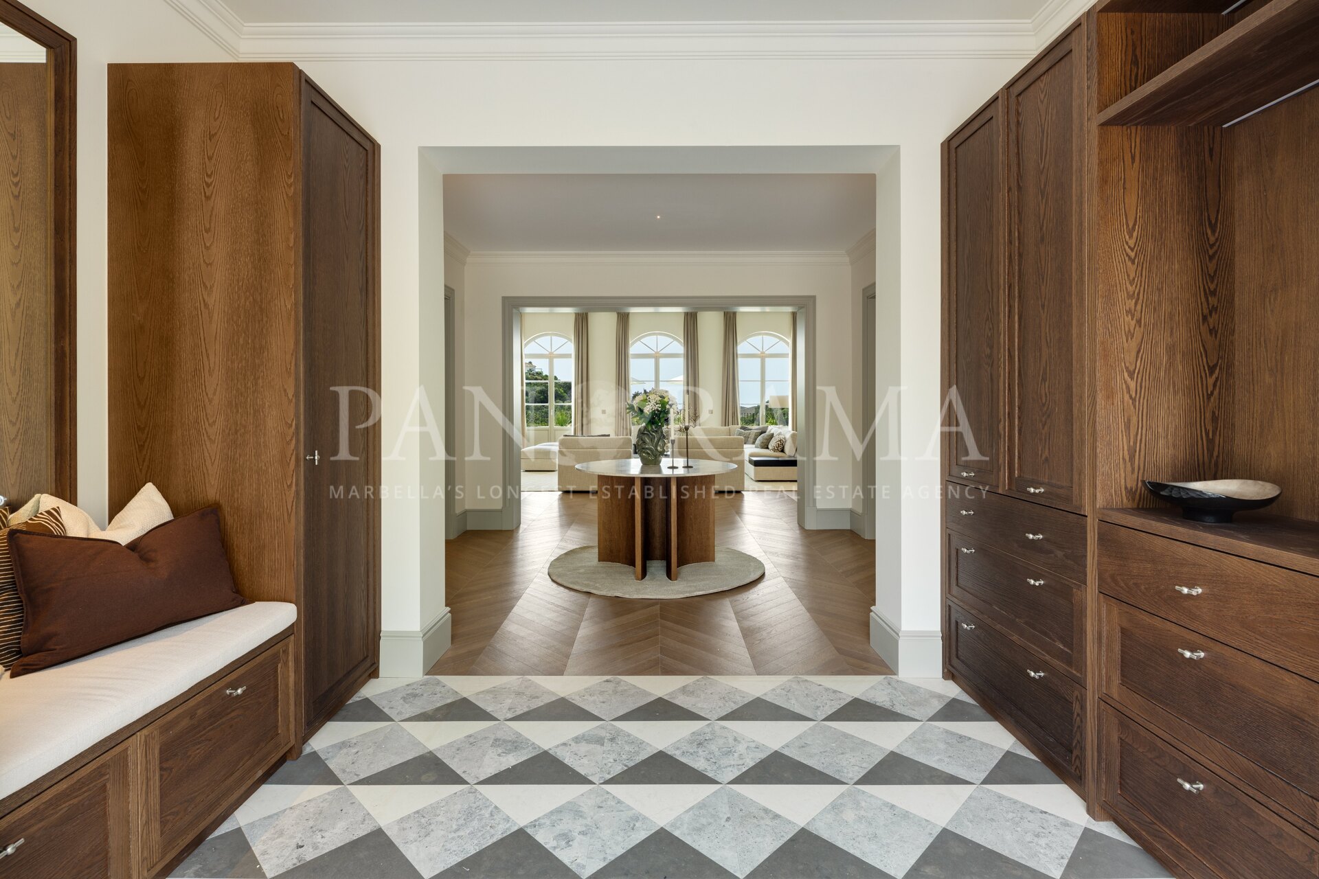 the entrance hall, floored for arrival.