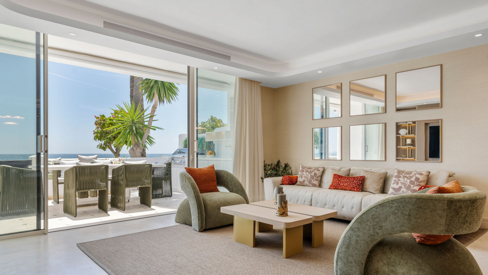 the sitting room, angled at the same sea.